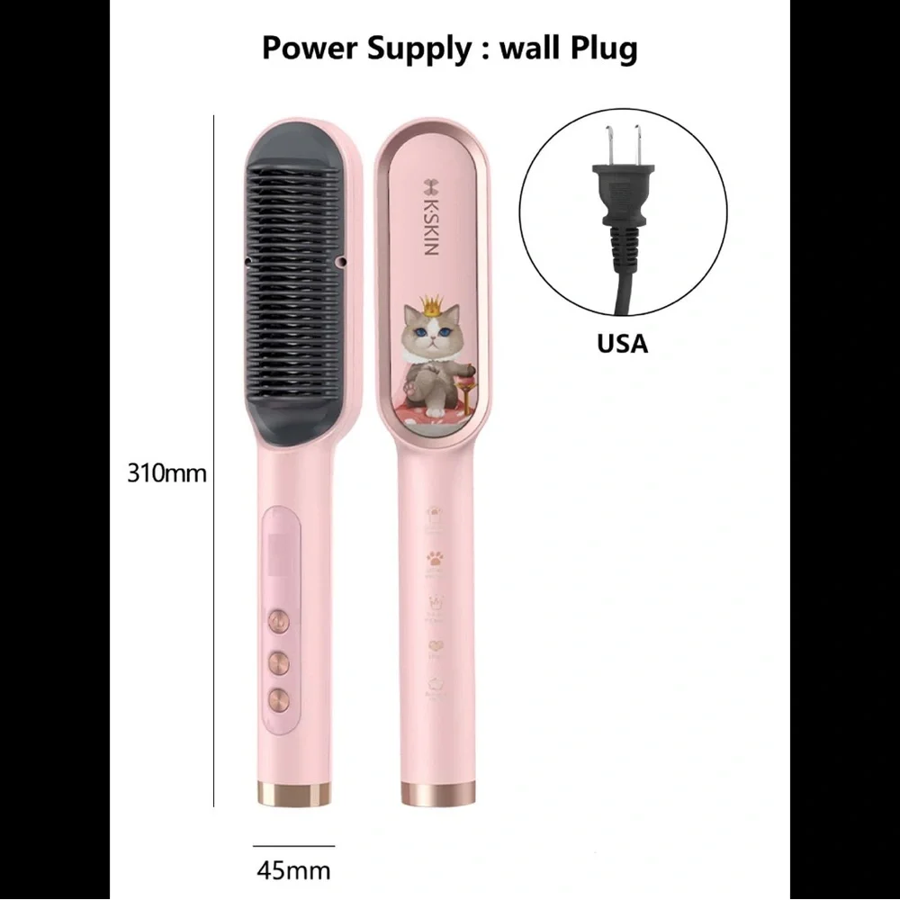 K·SKIN Pink Cat Pattern Hair Straightener